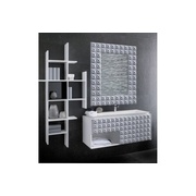 Тумба Gamadecor In 90 relieve (p) roble/relieve plata mate серебро, белые боковины