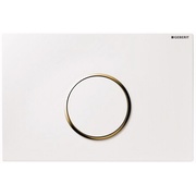 Кнопка смыва Geberit Sigma 10 24x16 см, одинарный смыв, пластик, белый / позолота / белый