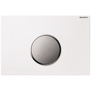 Кнопка смыва Geberit Sigma 10 24x16 см, одинарный смыв, пластик, белый / хром матовый / хром матовый