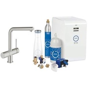 Комплект для очистки и газирования воды Grohe Blue Chilled and Sparkling Minta для мойки с графином суперсталь