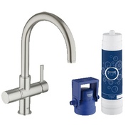 Комплект для очистки и газирования воды Grohe Blue Pure стартовый C-излив суперсталь