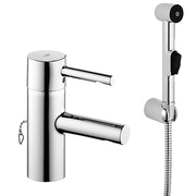 Смеситель для раковины Grohe Essence однорычажный с гигиеническим душем и настенным держателем