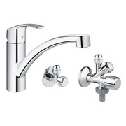 Смеситель для кухонной мойки Grohe Eurosmart с 2 угловыми вентилями