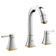 Смеситель для раковины Grohe Grandera на три отверстия, M-Size высокий излив хром золото