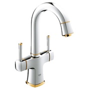 Смеситель для раковины Grohe Grandera 21107IG0 с двумя рукоятками L-Size поворотный излив хром золото