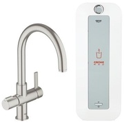 Смеситель для кухонной мойки Grohe Red Duo и бойлер combi (8 литров) суперсталь