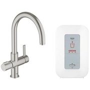 Смеситель для кухонной мойки Grohe Red Duo 30083DC0 и бойлер single (4 литра) суперсталь