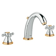 Смеситель для раковины Grohe Sinfonia на 3 отверстия вынос 139 мм высокий излив хром/золото