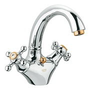 Смеситель для раковины Grohe Sinfonia на 1 отверстие вынос 155 мм хром/золото