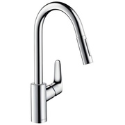 Смеситель для кухонной мойки Hansgrohe Focus с выдвижным изливом нержавеющая сталь
