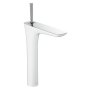 Смеситель для раковины Hansgrohe PuraVida сливной набор Push-Open, шланг подключения 600мм, цвет белый\хром