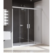 Дверь для душевого уголка Huppe Design Elegance 180x190 см двухсекционная с неподвижным сегментом матовое серебро/стекло Sand Plus