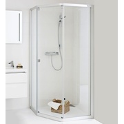 Передняя панель душевой кабины с дверью IDO Showerama 8-5 4985022985 90x80 см профиль белый стекло прозрачное