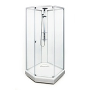 Передняя панель душевой кабины с дверью IDO Showerama 8-5 90x90x185 см профиль серебристый, прозрачное стекло, серебристая фронтальная панель