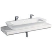 Столешница для раковины Keramag Silk 1400x100x470 мм, отверстие для сифона в центре белый глянец