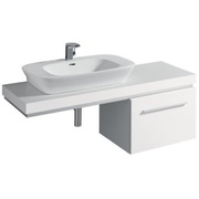 Столешница для раковины Keramag Silk 1400x100x470 мм, отверстие для сифона слева белый глянец