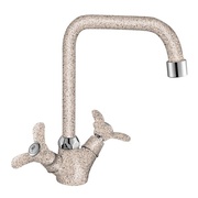 Смеситель для кухонной мойки Lemark Q02-72LM двуручный с высоким поворотным изливом 260 мм песочный