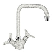Смеситель для кухонной мойки Lemark Q02-72LM двуручный с высоким поворотным изливом 260 мм серый