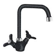 Смеситель для кухонной мойки Lemark Q02-72LM двуручный с высоким поворотным изливом 260 мм черный