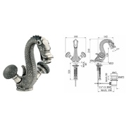 Смеситель для раковины Mestre Dragon на 1 отверстие , античное серебро