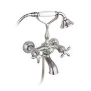 Смеситель для ванны Timo Ritz с коротким изливом, с душевой лейкой и шлангом Silver