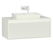 Тумба для раковины VitrA Metropole 100 см 1 ящик белый глянец и белое стекло