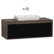 Тумба для раковины VitrA Metropole 120 см 1 ящик слива и черное стекло