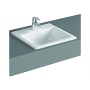 Раковина Vitra S20 5465B003-0001 55 см монтируемая сверху, отверстие для смесителя посередине, с боковыми отверстиями