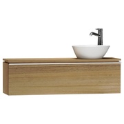 Тумба для раковины VitrA System Fit 120x34x37.5 см отверстие справа натуральное дерево профиль-ручка