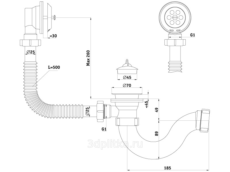 Ани Пласт Ани E150 сифон для ванны ?? купить в Москве. Цены, фото ...