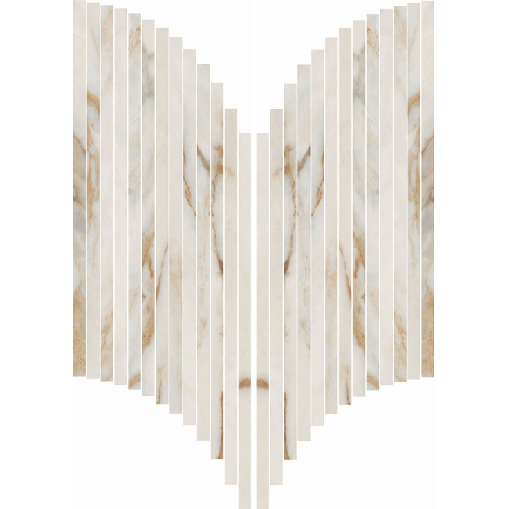 ABK Sensi Signoria 0009148 Ventaglio Calacatta Vena Oro Lux Мозаика 28x60 см, Италия, под мозаику - фото 1