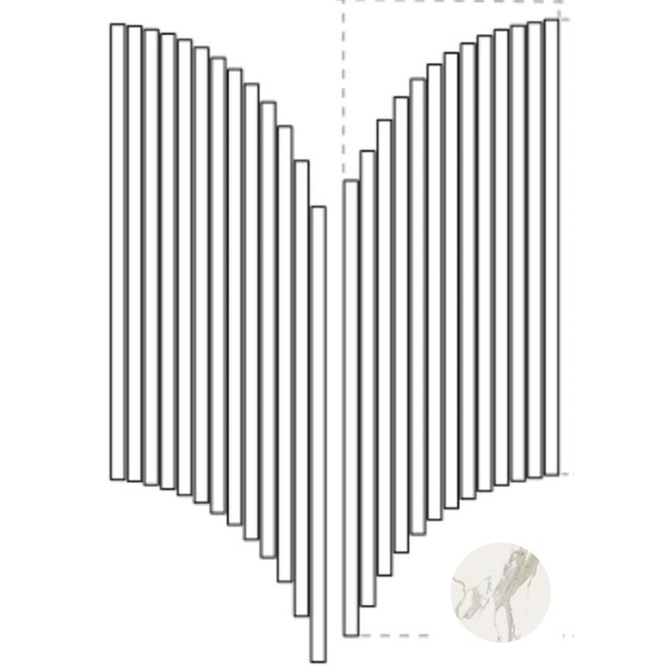 ABK Sensi Signoria 0010374 Ventaglio Calacatta Michelangelo Lux Мозаика 28x60 см, Италия, под мозаику - фото 1