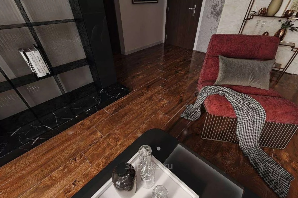 Absolut Gres Barma 20x120 см, керамогранит, Индия, под дерево - фото интерьера 1