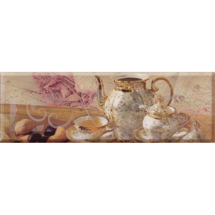 Absolut Keramika Monocolor AK1177 Tea Time 03 Декор 10x30 см, Испания, под обои  - фото 1