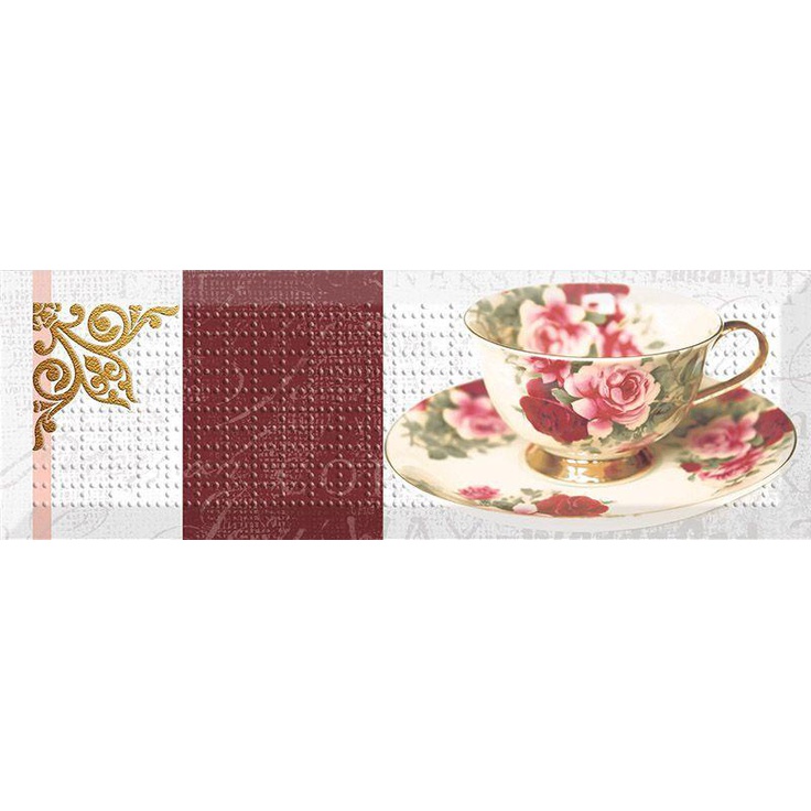 Absolut Keramika Monocolor AK1012 Tea Flowers 01 Декор 10x30 см, Испания, под обои  - фото 1