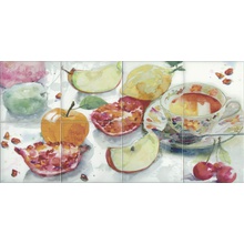 Absolut Keramika Monocolor ABS0807 Comp. Acuarela Frutas Панно 20x40 см, Испания, под камень  - фото 1 - фото 1