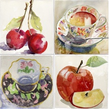 Absolut Keramika Monocolor ABS0626 Set. Acuarela Frutas A Декор 10x10 см, Испания, под камень  - фото 1 - фото 1