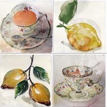 Absolut Keramika Monocolor ABS0627 Set. Acuarela Frutas B Декор 10x10 см, Испания, под камень  - фото 1 - фото 1