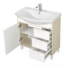 Aquaton Рико 1A2154K1RIB90 Белый / Ясень фабрик 80 Тумба с раковиной 44,5x80,5x85 см, Россия - фото 1 - фото 2