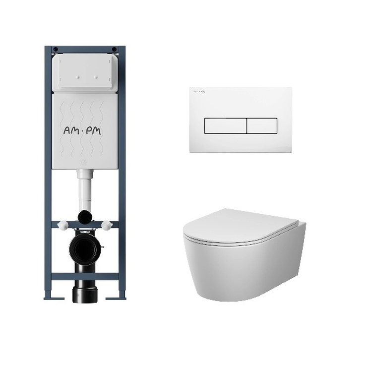 Am.Pm Func IS110301.8F1900MW Унитаз подвесной с инсталляцией 49x35,5x36 см, Германия - фото 1 Am.Pm Func IS110301.8F1900MW Унитаз подвесной с инсталляцией 49x35,5x36 см, Германия - фото 1