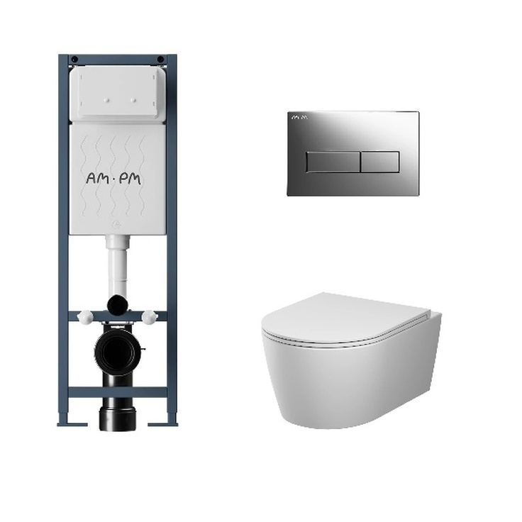 Am.Pm Func IS110351.8F1900MW Унитаз подвесной с инсталляцией 49x35,5x36 см, Германия - фото 1 Am.Pm Func IS110351.8F1900MW Унитаз подвесной с инсталляцией 49x35,5x36 см, Германия - фото 1