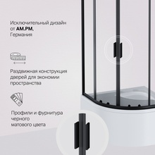 Am.Pm Gem W90G-401A090BT Чёрный матовый / Прозрачное стекло 90х90 Душевой уголок 90x90x190 см, Германия - фото 1 - фото 4