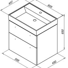 Aquanet Nova 00249914 белый. глянец 60 2 ящ. (SLIM SYNERGY) Тумба для раковины 45,7x60,5x65 см, Россия - фото 1 - фото 3