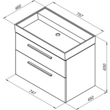 Aquanet Nova 00249917 белый. глянец 70 2 ящ. (SLIM SYNERGY) Тумба для раковины 46x75,7x66 см, Россия - фото 1 - фото 4