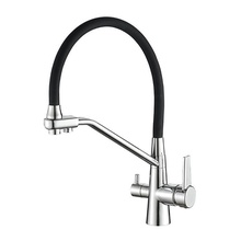 Aquanika Comfort AQC013CRBL Для кухни Хром/Черный Смеситель 18,1x5x44,4 см, для кухонной мойки, Россия - фото 1 - фото 1