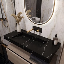 Armadi Art Flat 859-100-NM Nero Marquina 100 Раковина 45,2x101x12,1 см, Италия - фото 1 - фото 2
