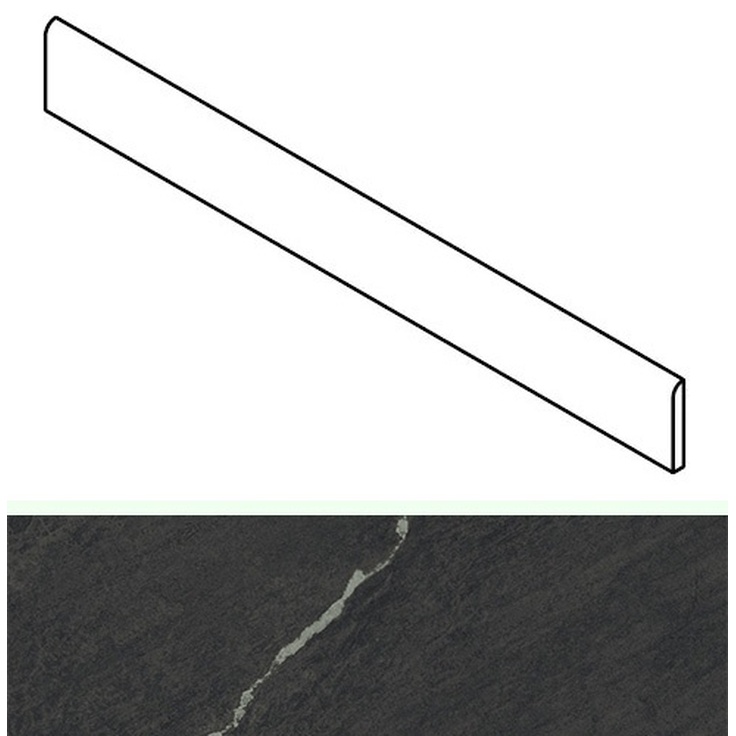 Atlas Concorde Russia Forte Dei Marmi Rock 610130008144 Venaria Black Battiscopa Плинтус 7,2x80 см, Россия, под камень  - фото 1