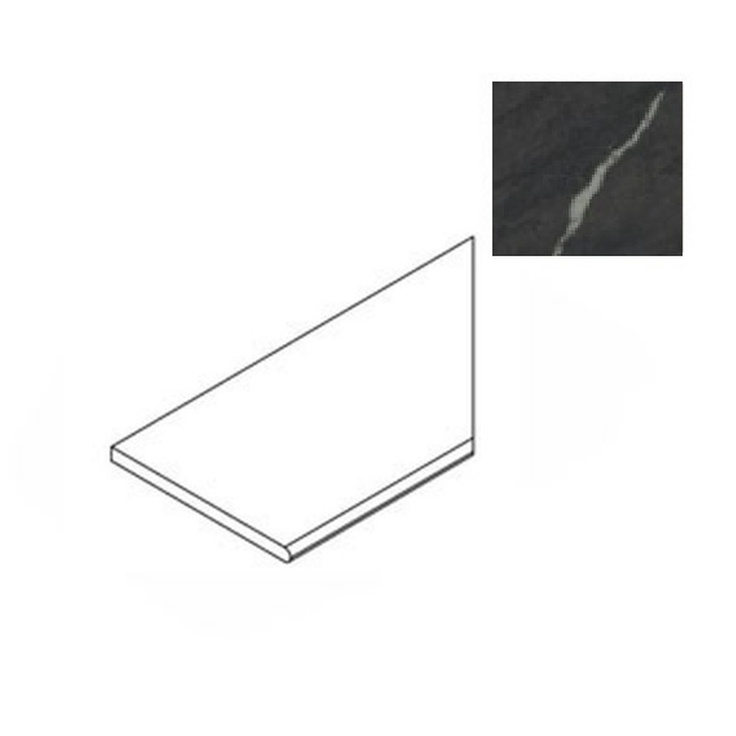 Atlas Concorde Russia Forte Dei Marmi Rock 620090001282 Venaria Black Round Angolo Dx Спец. Элемент 30x120 см, Россия, под мрамор - фото 1