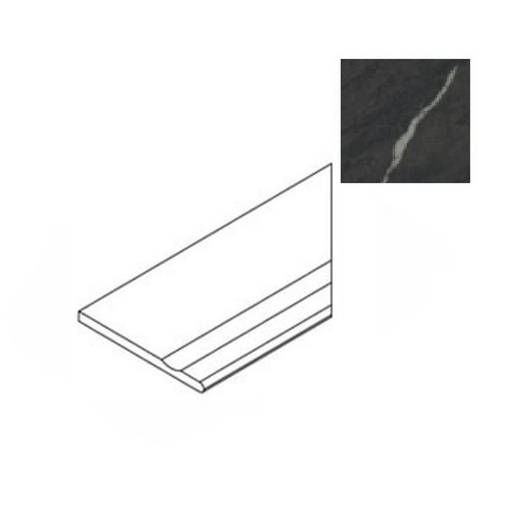 Atlas Concorde Russia Forte Dei Marmi Rock 620040000231 Venaria Black Gradino Lineare  Angolo Dx Угловая ступень 30x120 см, Россия, под мрамор - фото 1