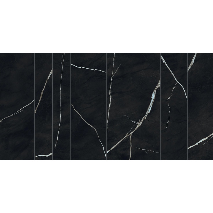 Atlas Concorde Italy Marvel Meraviglia AJQX Black Origin Grid Velvet Керамогранит 59,5x118,2 см, Италия, под мрамор - фото 1